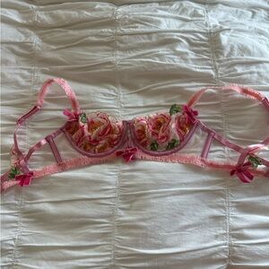 For Love and Lemons Pink Lace Bra